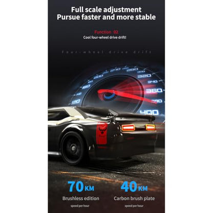 SG216 RC Drift Car, 1/16 Scale Full-Proportional 4WD High-Speed Remote Control Drift Car with 7-Mode LED Lights, Powerful Electronics, Racing Vehicle for Adults (Brushless Version/Black) - color: Black