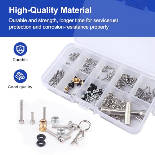 274Pcs RC Screw Kit RC Repair Kit M1.4 Screws for Axial SCX24 Bronco Deadbolt Gladiator Chevrolet C10 B17 Betty Wrangler JLU 1/24 Crawler Upgrades