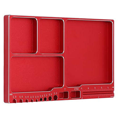 Magnetic Screw Tray, RC Aluminium Alloy Screw Tray, Adsorption Widely Used Magnetic Parts Tool Tray for RC Model Toy Repair Mat Electronic Repair Kit Tool Organizer (Red) - color: Red