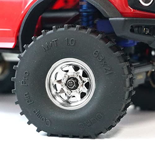 OGRC 1.0" Brass Aluminum Beadlock Wheels for TRX4M SCX24 Crawler (Silver) | 3.78mm Negative Offset, 22g Wheel Rim for TRX4M SCX24 AX24 1/18 1/24 RC Crawler - color: Silver