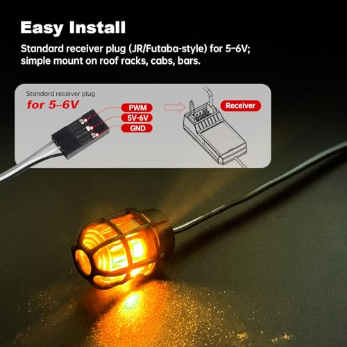 HobbyPark RC LED Flash Lights Alarm Lamp Flashing Rotating Beacon Light DC 5–6V Compatible with 1/10 TRX4 SCX10 RC Crawler Car 1/14 Tamiya Tractor RC Truck (1 Yellow Light) - color: 1 Yellow Light