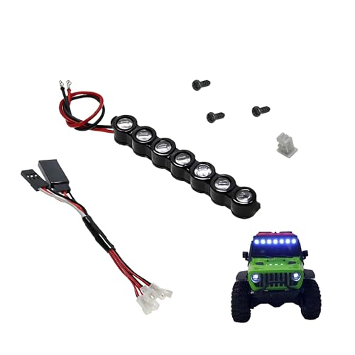 RC Led Light Roof Bar for Axial SCX30,White,Round | 1/30 Jeep Wrangler Rock Crawler Upgrade Accessories,Bright LED Lighting,Easy to Install - color: White, size: Round
