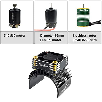 RC Cooling Fan 28000RPM Aluminum RC Car Motor Fan with Heatsink for RC Car 1/8 1/10 540 550 F540 3650 3660 Motor