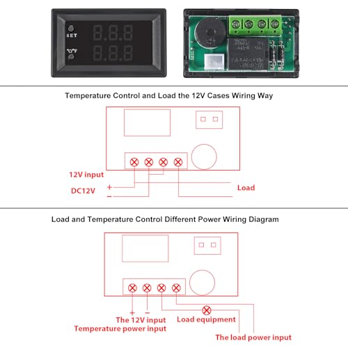 4pcs DC 12V Electronic Temperature Controller Programmable -50 to 110 ℃ Heating/Cooling Thermostat Control Switch Module NTC Waterproof Sensor Probe Dual Color LED Display Monitor