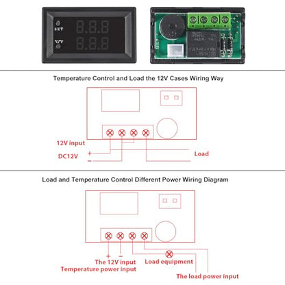 4pcs DC 12V Electronic Temperature Controller Programmable -50 to 110 ℃ Heating/Cooling Thermostat Control Switch Module NTC Waterproof Sensor Probe Dual Color LED Display Monitor