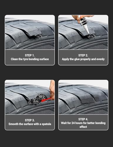 Visbella Tire Repair Glue, Black Rubber Cement, Sidewall Tire Scratch Repair Sealer, Fix a Flat, Restore & Protect Tyre Surfaces for Car, Bike, Motorcycle, Lawn Mower 1.76OZ