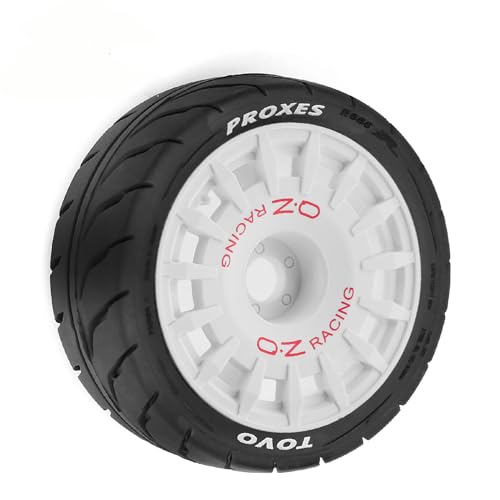 1/10 RC On Road Tires OD 2.68" And Plastic Rally Wheels Rims 12mm Hex for 1:10 Scale Drift Racing Street Touring Car Tamiya TT01 TT02 Traxxas XV02 XV01 TA06 HPI KYOSHO PTG2 A959 4PCS (White) - color: White