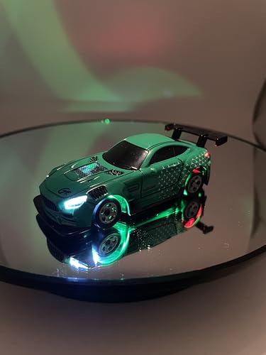 Mini RC Drift Car 1:64 Scale, Remote Control Car with LED Lights & 2-Speed Modes, Upgraded 2.4G Wireless Radio Remote Control for Multi-Users Race (Green) - color: Green