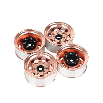 4PCS 1.55 inch Aluminum Metal Beadlock Wheels Rim Rubber Tires Set Replacement for 1/10 RC Crawler Car for D90 TF2 Tamiya CC01 CC02 LC70 JIMNY Axial AX90069 Upgrade Parts(Rose Gold) - color: Rose Gold