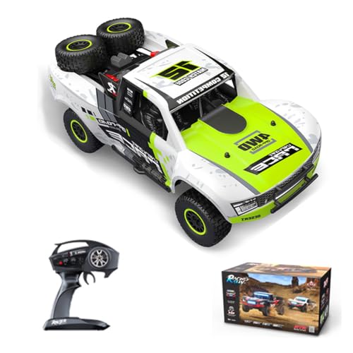 RD12 1/12 Scale RC Drift Car for Adults, 4WD Brushed Off-Road Truck Vehicle with Gyroscope Stabilization, Multi-Color LED Lights for Street Racing(Green) - color: Green