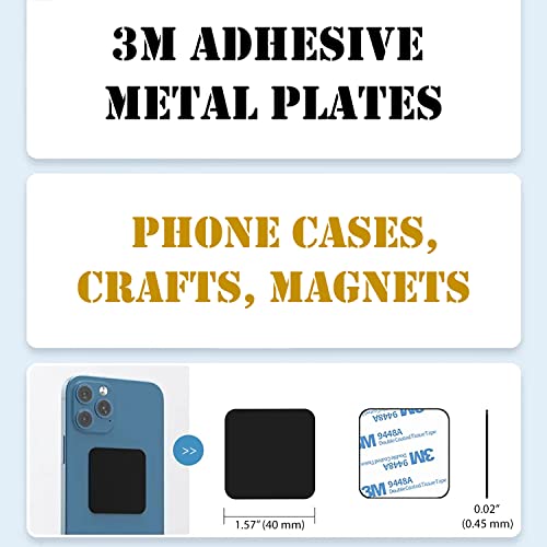 SALEX Phone Metal Stickers for Magnetic Mount - Replacement Set of 16 Car Magnet Square Metal Plates Inside Cell Phone Case. Black Sticky Small Thin Iron Discs with 3M Adhesive Backing for Crafts DIY - color: Square [16 Pack]