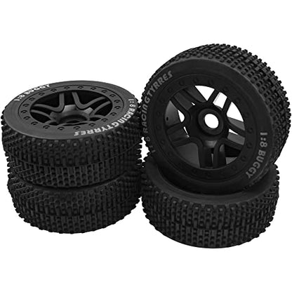 17mm Hex Hub 4.40''OD Rubber Tires & Plastic Wheel Rim w/Foam Compatible with 1/8 Arrma Python Kraton Redcat Kyosho Traxxas Sledge Losi HPI 1/8 Off-Road RC Buggy (Dot Style) - style: Dot Style