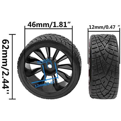 1/10 RC Drift Tire Hard Plastic Tires & 12mm Hex Hub Wheel Rims Compatible with Traxxas HSP Tamiya Kyosho Himoto HPI Redcat MST 1/10 On-Road RC Drift Drifting Car (Style2)