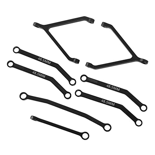 RC Metal Chassis Pull Rods Steering Rods Suspension Links Set, Aluminum Alloy Upgrade Parts for FMS FCX24 1/24 RC Crawler Car with High Strength Lightweight Design (Black) - color: Black