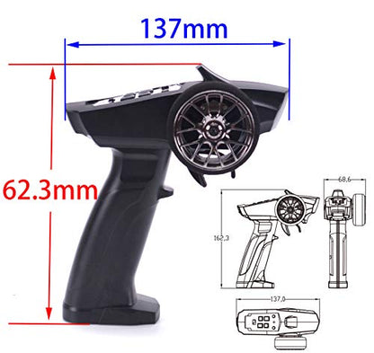 Turbo Racing 91803G-VT RC 2.4GHz 3CH Radio Transmitter Remote Controller with Receiver for RC Car Boat