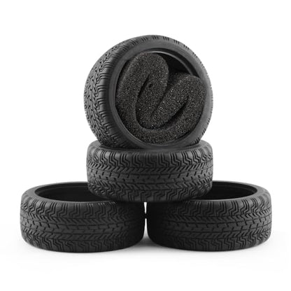 4 PCS Soft Rubber Tires with Foam Insert for 1/10 1/12 Traxxas HSP HPI Tamiya TT02 Touring Drift Rally Car 65mm RC On-Road Tires - style: 4PC