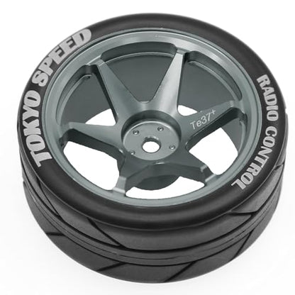 1/10 RC On Road Tires OD 65mm and Aluminum Street Wheels 12mm Hex Touring Tyres for 1:10 Rally Racing Drift Car Tamiya TT01 TT02 XV01 HPI KYOSHO HSP PTG2 Traxxas TA06 A959 PTG2 (Titanium) - color: Titanium