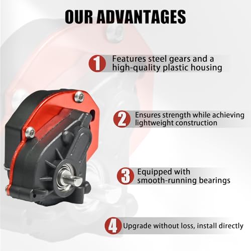 SCX24 Complete Transmission Gearbox with Steel 0.3 Mod Transmission Gear for Axial SCX24 Deadbolt C10 JLU Gladiator Bronco 1/24 RC Crawler Car Upgrade, Enhanced Durability Reliability