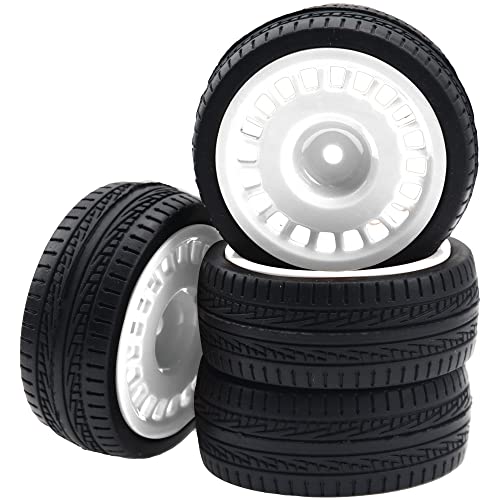 Outer Diameter 70mm Rubber Tires & Nylon 12mm Hex Hub Wheel Rims Compatible with Tamiya HPI Kyosho HSP 1/10 1/12 On-Road Touring Car,WLtoys 1/14 144001 1/18 A959B RC Buggy (White) - color: White