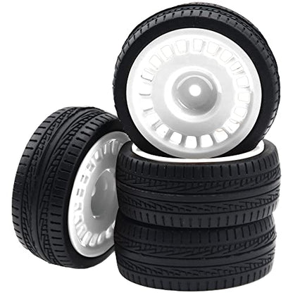 Outer Diameter 70mm Rubber Tires & Nylon 12mm Hex Hub Wheel Rims Compatible with Tamiya HPI Kyosho HSP 1/10 1/12 On-Road Touring Car,WLtoys 1/14 144001 1/18 A959B RC Buggy (White) - color: White