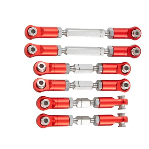 Compatible with Arrma for Mojave 4X4 4S for BLX for Desert Truck RTR 1/8 Rc Crawler Car Aluminum Alloy Steering Link Rod Set Parts Linkage - color: Red