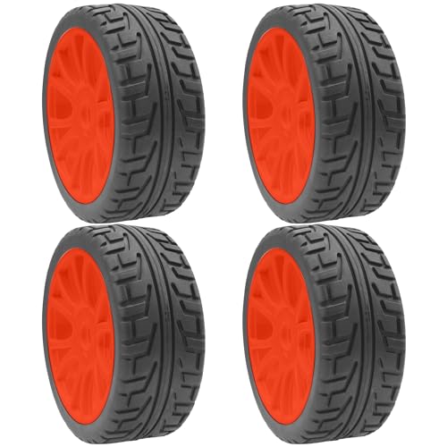 ShareGoo 1/8 RC Buggy Off Road Tires and Wheels Rim 17mm Drive Hex Compatible with Arrma Typhon Kyosho Losi VRX Redcat Tamiya HPI 1/8 RC Off Road Buggy (Red) - color: Red