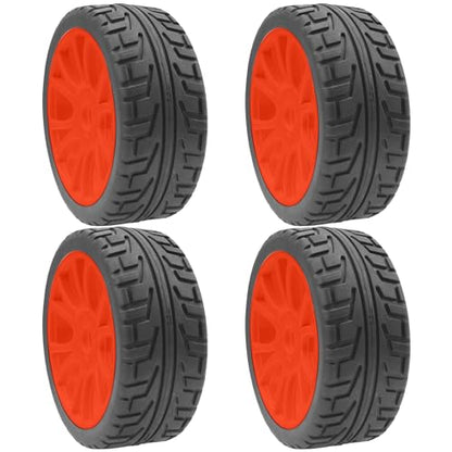 ShareGoo 1/8 RC Buggy Off Road Tires and Wheels Rim 17mm Drive Hex Compatible with Arrma Typhon Kyosho Losi VRX Redcat Tamiya HPI 1/8 RC Off Road Buggy (Red) - color: Red