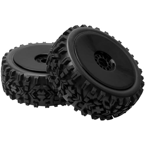 ShareGoo RC Hobby OD 4.72" 1/8 Scale RC Buggy Wheels & Rubber Tires 17mm Hex Rims Compatible with Arrma Typhon 3S 6S Kyosho Losi 8IGHT Traxxas Redcat HSP HPI 1/8 Scale Off Road Car Buggy (Black) - color: Black