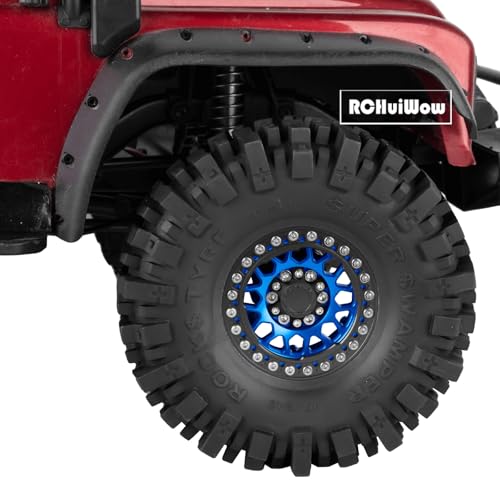 RC 1.9" Beadlock Wheels Rims for 1/10 SCX10 90046 AX103007 TRX4 TRX6 D90 VS4-10 MST CFX Gen8 Gen7 RC Crawler,Alloy Aluminium 1.9 rc Wheel Rim w/Rings,Navy Blue w/Black - color: Navy Blue(4pcs)