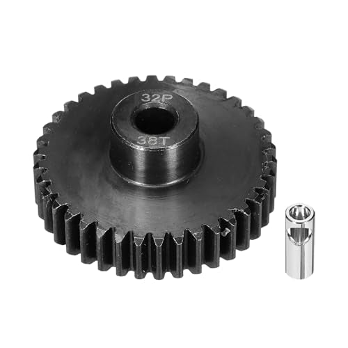 32P Steel Pinion Gear Set 38T for 5mm Shaft Hardened Steel Pinion Gear with Shaft Coupler Connector for RC Motor - style: 38T