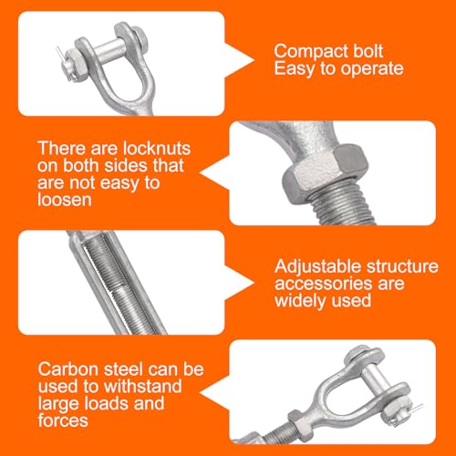 7/8 x 6 Inch Turnbuckle Forged Galvanized Steel Jaw and Jaw Turnbuckles for Cable Rail Rigging Rope Chain 7,200 lbs Working Load Limit, 1PCS (7/8" X 6") - size: 7/8" X 6"