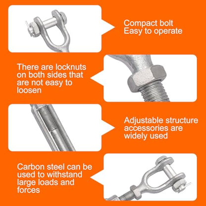 7/8 x 6 Inch Turnbuckle Forged Galvanized Steel Jaw and Jaw Turnbuckles for Cable Rail Rigging Rope Chain 7,200 lbs Working Load Limit, 1PCS (7/8" X 6") - size: 7/8" X 6"