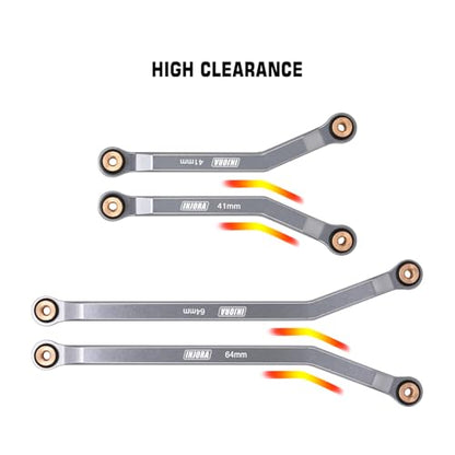 INJORA Aluminum High Clearance 4 Links Set for 1/24 Axial SCX24 GX470 RC Crawler Upgrade(Grey) - color: Grey