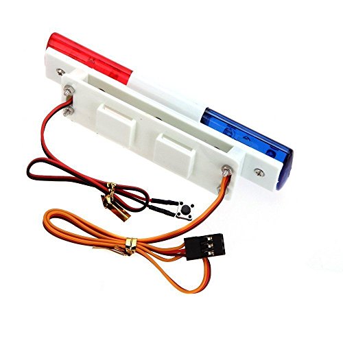 Multi-Function LED Police Flash Light Lamp for 1/10 1/8 RC HSP Traxxas Tamiya CC01 RC4WD D90 Axial SCX10 Model Car - color: Red&Blue