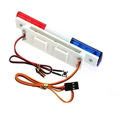 Multi-Function LED Police Flash Light Lamp for 1/10 1/8 RC HSP Traxxas Tamiya CC01 RC4WD D90 Axial SCX10 Model Car - color: Red&Blue