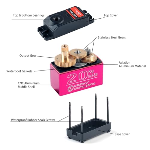 4 Pack DS3218 20KG Metal Gear Digital Servo with 25T Servo Arm Waterproof 270° DS Servo for 1/8 1/10 1/12 Scale RC Models, Car, Crawler, Boat, Robot