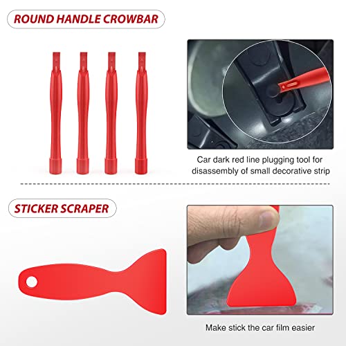 Nilight Trim Removal Tool 102 Pcs, Auto Push Pin Bumper Retainer Clip Set | Fastener Terminal Remover Tool Round Handle Crowbar Kit Car Panel Radio Removal Auto Clip Pliers - color: 102 Clips+ Remover Tools Red