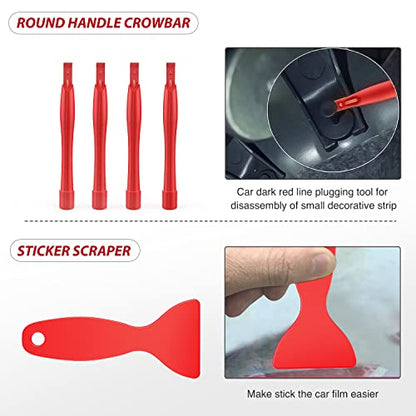 Nilight Trim Removal Tool 102 Pcs, Auto Push Pin Bumper Retainer Clip Set | Fastener Terminal Remover Tool Round Handle Crowbar Kit Car Panel Radio Removal Auto Clip Pliers - color: 102 Clips+ Remover Tools Red