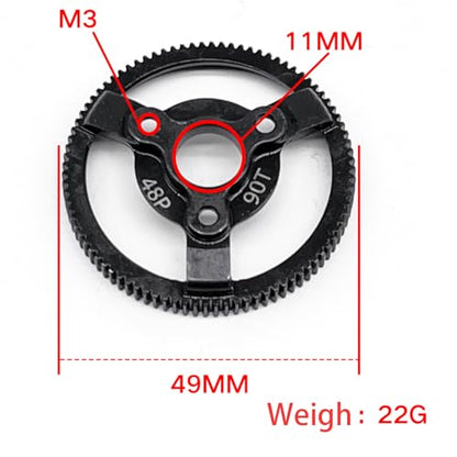 RC 48P 90T Spur Gear Hardened Steel Spur Gear Upgrades Part for Traxxas 1/10 Slash Stampede Rustler Bandit 2WD VXL XL-5 F-150 SVT, (90T) - size: 48P-Spur Gear-90T