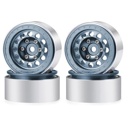 1.3inch beadlock wheels Aluminium RC Rims for 1/18th TRX4M 1/24th Axial SCX24 RC Crawler Car Upgrade Parts (Titanium) - color: Titanium