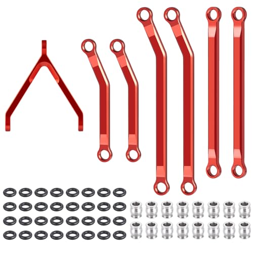 RCHUBAM 7Pcs RC Chassis Links High Clearance Aluminum Links Set Compatible with Axial SCX24 1/24 GX 470 RC Crawler Upgrade Accessory (Red) | Aluminum Chassis Link Kit, RC Crawler Upgrade Parts,2 Color-Black/Red - style: Red