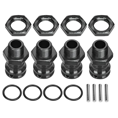 4pcs Aluminum Alloy 17mm Hex to 23mm Wheel Extension Adapter, RC Car Wheel Spacer for 1/8 Scale, Durable Lightweight Hub Extender with Precise Fit for Off - Road Racing (Black) - color: Black
