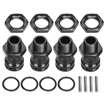 4pcs Aluminum Alloy 17mm Hex to 23mm Wheel Extension Adapter, RC Car Wheel Spacer for 1/8 Scale, Durable Lightweight Hub Extender with Precise Fit for Off - Road Racing (Black) - color: Black