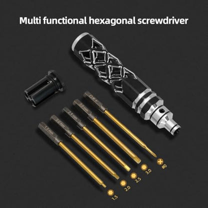 5-in-1 RC Tool Kit, Hex Allen Screwdriver Kit, RC Screwdriver Set 1.5mm 2.0mm 2.5mm 3.0mm RC Car Repair Tool Kit for RC Model Car Boat Helicopter (Silver) - color: Silver