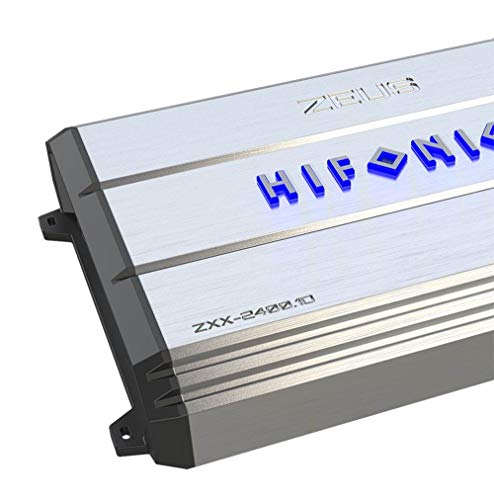 Hifonics Zeus ZXX 2400 Watt Max Class D Monoblock Car Audio Amplifier Amp with Bass Knob and Remote, Variable Crossovers, ZXX-2400.1D, Silver - style: 2400 Watt Monoblock