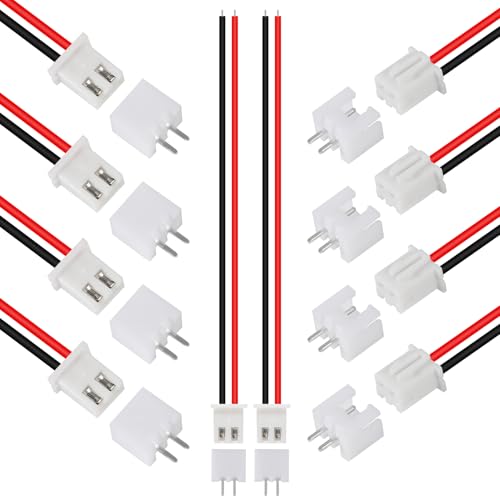 10Pairs JST-XH Connector Kit, XH 2.54mm 2 Pin Header Male and Female Connectors Plug Adapter with Flat Wire Cable 200mm 26AWG Compatible with JST XH (2P) - color: 2P