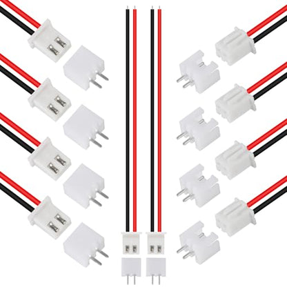 10Pairs JST-XH Connector Kit, XH 2.54mm 2 Pin Header Male and Female Connectors Plug Adapter with Flat Wire Cable 200mm 26AWG Compatible with JST XH (2P) - color: 2P