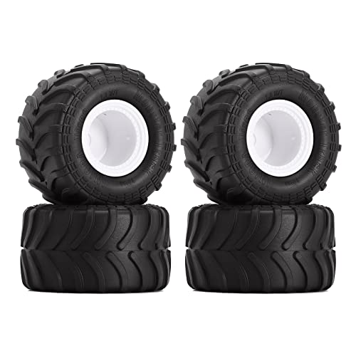 INJORA Monster Truck Wheel Rim Tires Set White Tires for 1/24 RC Crawler Car Axial SCX24 Bronco Gladiator C10 JLU Deadbolt B17 FMS FCX24 and TRX4MT,70 * 38mm,MT1012 - color: White