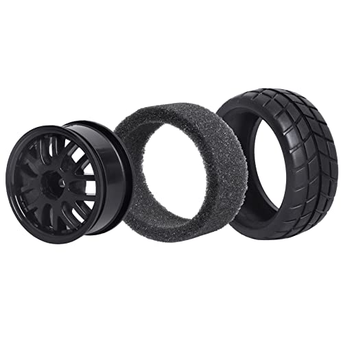 Pre-Glued OD 2.56" 12mm Hex Wheels Rims & Rubber Tires 26mm for 1/10 Scale On Road Racing Car Drift RC Touring Car, Set of 4 (Color F) - color: Color F