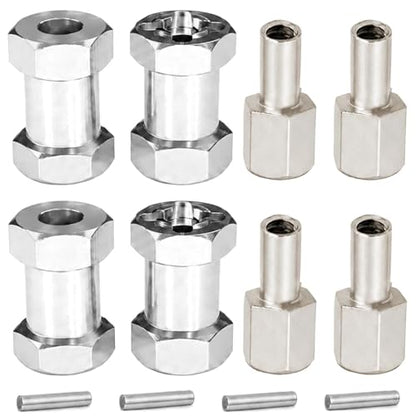 4PCS 12mm Hex Hub 20mm Aluminum Extension Hex for Axial SCX10 D90 90046 | 20mm CNC Wheel Hex Extenders for 1/10 RC Crawlers Redcat Gen7/Gen8 CC01 RC4WD Wider Stance & Tire Clearance with M4 Nuts Pins - color: Sliver